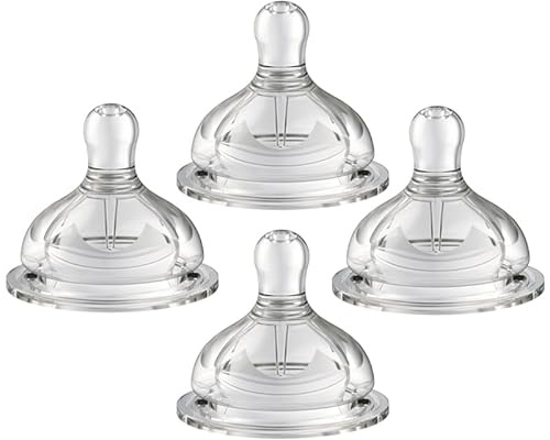 Oberni Sauger für Babyflaschen mit Größe 3, Langsamer Fluss Teats für Babys ab 6+ Monaten, BPA-frei, 4Pack