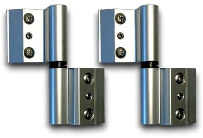 Pack de 2 Bisagras Para Perfilería Convencional 40×20 | Bisagras de 2 Cuerpos Para Perfiles 40 x 20 | Para Puertas y Ventanas Practicables o Abatibles | Apertura Interior Izquierda | Anodizado Plata