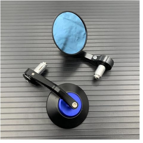 Lenker-Rückspiegel Motorradspiegel Lenker Cafe Racer Scooter Cruiser Rückspiegel Lenkerendenspiegel Für Y&amaha Für MT07 Für MT09 Für MT10 R1 R3 FZ6(BLAU)