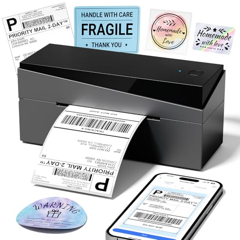 Omezizy Bluetooth Shipping Label Printer, Thermal Label Printer 4x6 for Small Business, Widely Used for Etsy, Shopify, EBay, Royal Mail, Evri, Amazon,Compatible with Android, iPhone,Linux and Windows