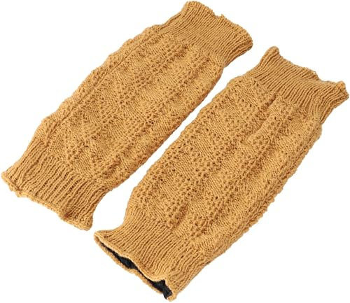 GURU SHOP Warme Beinstulpen, Wollstulpen, Strickstulpen aus Nepal - Honiggelb, Herren/Damen, Synthetisch