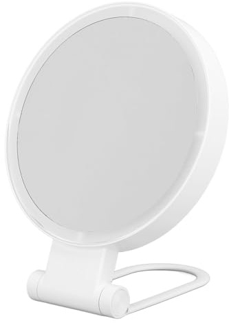 Fockety 5X Magnifying Mirror With Light, 1X Normal Mirror USB Rechargeable LED Makeup Vanity Mirror 3 Light Modes and Folding Handle Adjustable Brightness for Travel, Dorm, Bathroom