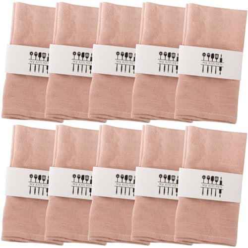 30 Stück Servietten Leinenservietten aus Baumwolle Leinen 40 x 40 cm Waschbar Wiederverwendbar Tischdekoration für Hochzeit Geburtstag Abendessen Restaurant Café(Rosa)