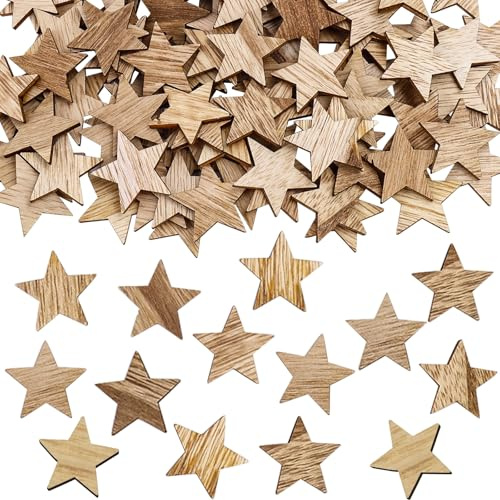 ParPix 3cm Kleine Holzsterne zum Basteln, 100 Stück Holz Deko für Weihnachten, Streudeko, Tischdeko, DIY Konfetti