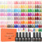 PEACECOLOR Gel Nail Polish-50Pcs 8ML Soak Off Gel Polish Set White Pink Dark Green Red,Gel Nail Kit with Glossy Matte Silver Glitter Golden Top Coat,Colorful Gel Nail Polish Set for Beginner