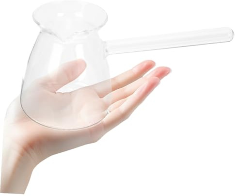 Cafetière Turque en Verre Épaissi Transparent à Anse Latérale | Bouilloire en Verre Résistant à Chaleur, Pot Turc à Anse, Pot de Lait