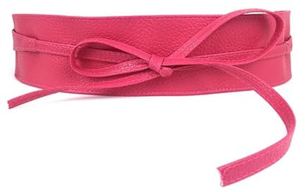 Yurosiay Damen Gürtel 220cm*6.5cm Breite PU-Leder Taillengürtel Damen Schärpe Obi-Gürtel Bindgürtel Bindegürtel Kunstleder Taille Band Vintage Hüftgürtel Stilvolles Accessoire Rosenrot