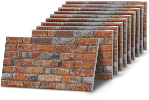 K&B Panels 3D Wall Panels, Rustic Brick Effect Styrofoam Wall Panelling Kit, Lightweight, Easy to Install, Dual Insulation to Reduce Acoustic Noise, Indoor & Outdoor (Rustic Urban Orange)(10 Panels)