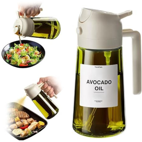FHISKUNYU Spruzzino Olio 2 in 1 2 Pezzi 470 ml per Friggitrice ad Aria, Controllo di Precisione Anti-Goccia, Verde & Nero