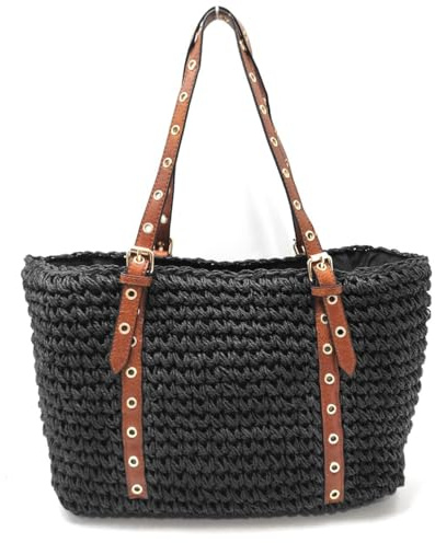 Faylinn Bolso Mujer Verano | Bolso Rafia Mujer | Bolsos Tejidos Crochet - Moda Playa Verano 2024 - Bolsos de Playa de Paja