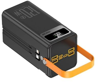 KhUkhu Caricabatterie Power Bank Supporta La Ricarica Rapida Batteria di Grande capacità da 80000 mAh 4 Uscite 3 Ingressi Protezione di Ricarica Intelligente per Smartphone,Nero