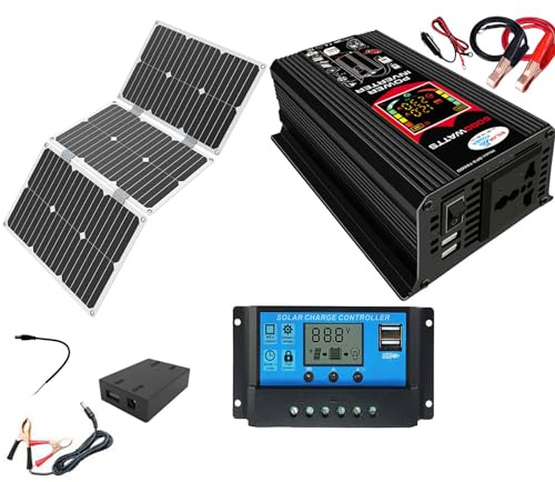 Kit Complet d'alimentation Solaire: onduleur 6000W + Panneau 60W avec contrôleur 110V-220V 30A - Alimentation de Secours Domestique(220V)