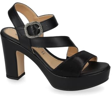 Valleverde 32520 Noir Sandali Eleganti con Tacco Alto e Plateau per Donna in Ecopelle Nero (Taglia 36)