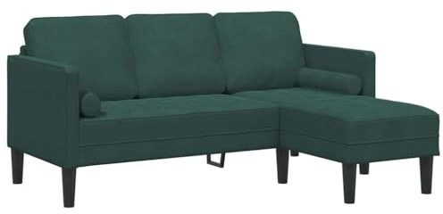 vidaXL Juego de Sofá con cojín Verde Oscuro Poliéster, Sala, sofá Modular Moderno, Conjunto Duradero, Asientos de Terciopelo, sofá Funcional para Relajarse en casa