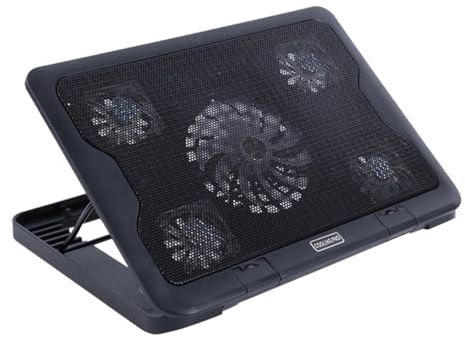 KOMBIUDA USB Laptop Cooling Pad with Quiet Fans Multi Angle Adjustable Design Skid Base Optimized Heat Dissipation for Enhanced Performance Black