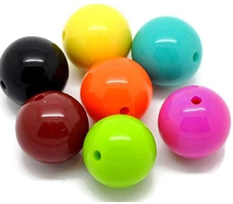 20 Stück Acrylperlen bunt, Kunststoffperlen glänzend 20mm, Lochung 2,8mm, zum basteln, Perlen, Schmuckherstellung, DIY-Arbeiten, Schmuckperlen zum auffädeln