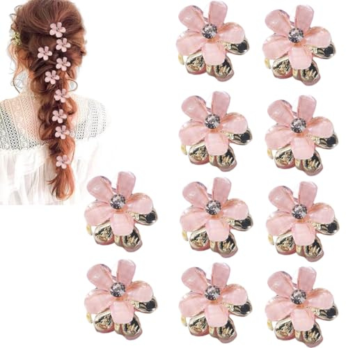 JYNVO Horquillas Pelo Mujer 10 ganchos de pelo flor rosa strass (adecuados para el peinado cotidiano de mujeres y niños)