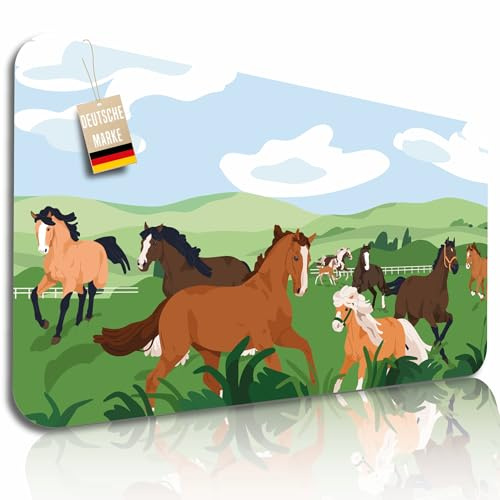 Schreibtischunterlage Kinder abwischbar 70x40 cm Schreibtisch Unterlage & Tischunterlage Schreib-Tisch Deskmat & Unterlage Robuste Malunterlage Schreibtisch Unterlegmatte (Pferde)