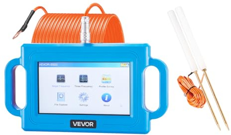 VEVOR Underground Water Detector, Up to 1640ft (500m) Pro Underground Water Detection Locator, 7 Touchscreen Auto Mapping Well Detector Explorer with Multi-Frequency Measurement, 8GB Card, Carry Case
