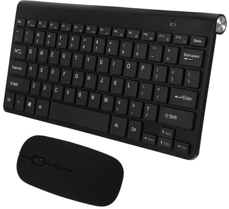 Set Tastiera Mouse Wireless Compatto a 78 Tasti Abs Nero | Ricevitore USB Incluso, Stile Minimalista, Uso Quotidiano e Viaggi di Lavoro, Combinazione per Computer