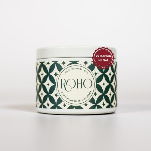 ROHO Airdeco Weihnachtskerzen Set – 2x 90g – lange Brenndauer - Orange & Zimt, Handgemacht auf Mallorca, Natürliche Inhaltsstoffe, Perfekte Geschenkidee für Weihnachten