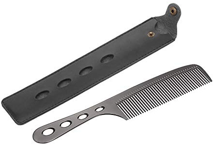Professionell frisörsalong rostfritt stål kam frisör metall för skärning med långt handtag multifunktionell fin ergonomisk design lätt att tvätta snabbtorkande