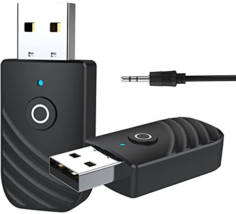 Bluetooth USB Adaptateur clé Bluetooth pour pc transmetteur Bluetooth, BT5.0 dongle Adaptateur pour TV Connexion Jack 3.5mm pour Voiture/TV/PC/système Audio