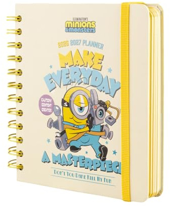 Grupo Erik Diario Scuola 2026 2027 Elementari Minions - Agenda Giornaliera 2026 2027 per Scuola Medie, 11 Mesi | Diario Scolastico con Copertina Rigida, Stickers e Divisori Illustrati (14 x 16 cm)