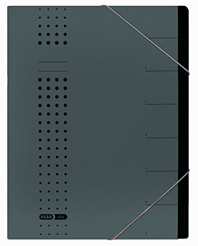 Elba Ordnungs-Mappe A4, chic, aus Karton, 7 Fächer, anthrazit