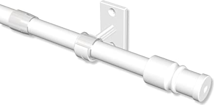Interdeco Cafehausstange/ausziehbare Scheiben-Gardinenstangen Weiß in 12 mm Ø, 55-85 cm
