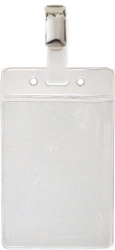 10 Stück Ausweishüllen mit Clip transparent weich PVC im Hochformat für Einschübe bis ca. Format 90x62mm hochwertige Ausführung Schutzhülle transparent Einschub Hülle Case für Werksausweis