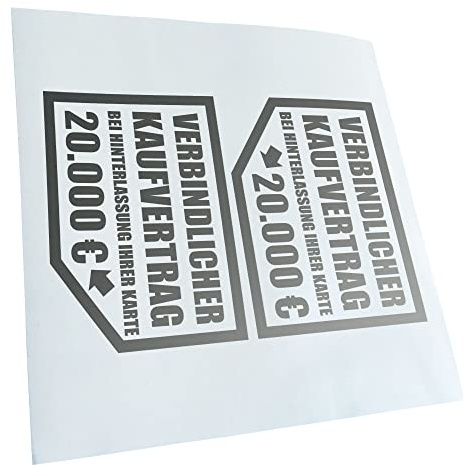Kiwistar Autoaufkleber - Verbindlicher Kaufvertrag 20.000 € 12,5 x 10 cm - silber-90 - Aufkleber für Auto, Laptop, Fahrrad, LKW, Motorrad mehrfarbig JDM Decal Racing