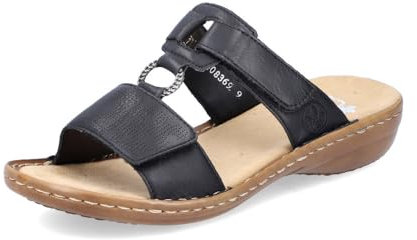 Rieker Damsandaler 60885, damtofflor, Svart 00, 37 EU smal