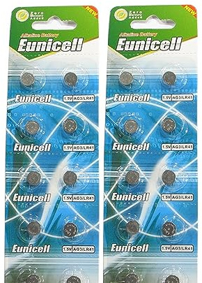 20 Eunicell AG3 / LR41 / 192 / 392 Piles bouton longue durée de conservation 0% de mercure (Date d'expiration marqué)