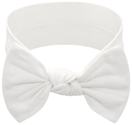 BABYGIZ Baby Girl Headbands-Infant,Toddler Cotton Handmade Hairbands with Bows Child Hair Accessories (Soft-White)