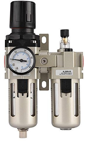 Air Compressor Filter Regulator Water Trap Moisture Humid Removal Aluminum Alloy for Paint Spray Guns and Pneumatic Tools Oil Lubricator AC3010-03 3/8