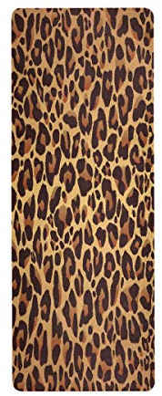 MNSRUU Reise-Yogamatte mit Leoparden-Muster, schwarz, 66 x 180 cm, rutschfeste Gummi-Faltmatte für Yoga, Pilates, Frauen, Heim-Fitnessübungen