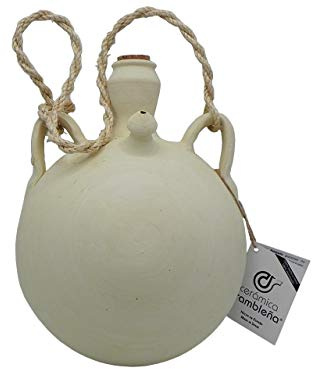 CERÁMICA RAMBLEÑA | Botijo de barro tradicional | Botija de La Rambla (Córdoba) | 100% Hecho a mano | 2 litros | ECO | Accesorios incluidos