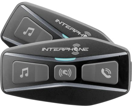 Interphone UCOM4 - Doppelpack - Bluetooth 5.0-Gegensprechanlage für Motorräder, Gruppennutzung 4 Personen, 1 km, Autonomie bis zu 15 Stunden, MP3, GPS, IP67 wasserdicht, universell, schwarz