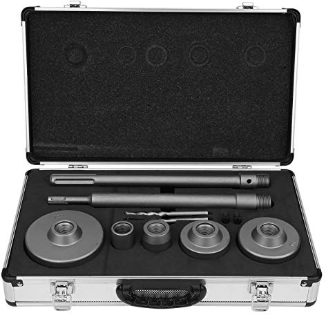 Juego de Brocas para Hormigón, 9 Piezas, Taladro para Taladro de Núcleo, Broca Hueca, 30 Mm, 40 Mm, 65 Mm, 80 Mm, 100 Mm, para Mampostería, con Adaptador de Extensión SDS-Plus, para Taladro Percutor,