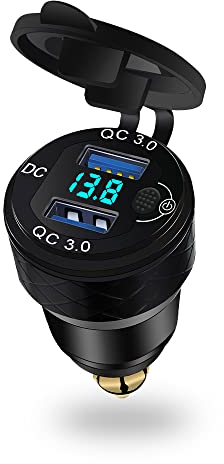 Motorrad Zigarettenanzünder-USB Ladegerät-Adapter für BMW Motorrad - QC 3.0 Doppelstecker USB Steckdose Ladegerät 12V, Schnell Handy Ladegerät, mit Schalter und Voltmeter