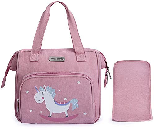 Bebamour Einhorn Puppe Wickeltasche mit Puppe Wickelmatte tragen Puppe Zubehör Mode Kinder Mädchen Baby Tasch