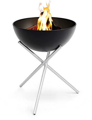 höfats - Bowl 70 Bol de feu avec trépied en Acier Inoxydable - Combustion à Faible fumée - Foyer utilisable avec plancha et Grille - Panier de feu basculant, Acier émaillé, Noir, Ø 70 cm