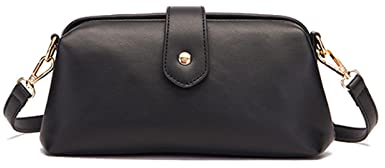 NICOLE & DORIS Klein Umhängetasche Schultertasche Damen Crossbody Tasche Leichte Kuriertasche PU Leder Handtasche Elegante Handy Tasche Schwarz