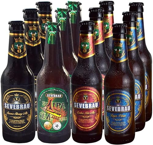Cervezas artesanas pack degustaciónpara regalo a para auto degustar, 12 cervezas artesanas españolas 4 variedades Sevebrau. Regalo original para los amantes de las cervezas que les encantará.