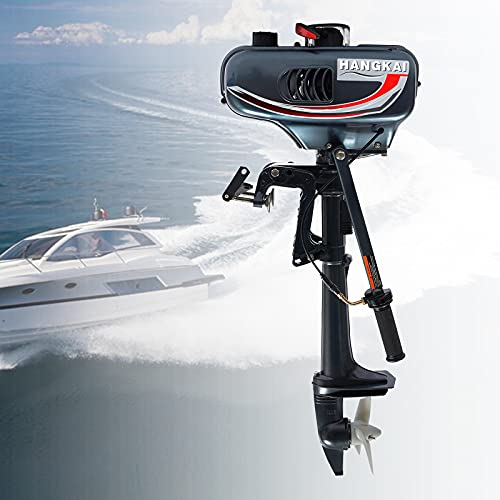 3,5 PS 2-Takt Benzin Außenbordmotor Bootsmotor Heavy Duty Bordmotor CDI Wasserkühlung Kurzschaft Höchstgeschwindigkeit 10 km/h Fischerboot Motor für Kajaks, Kanus, Schlauchboote