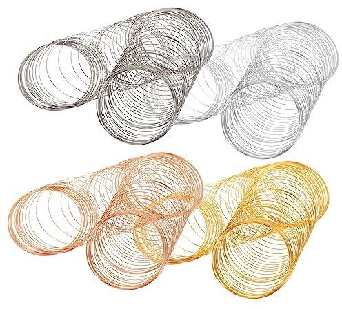NUOBESTY Schmuckdraht Satz 4 Rollen Edelstahl Memory Wire Verschleißfest Selbstgemacht Perlendraht Für Armbänder Anhänger Halsketten Schmuckherstellung