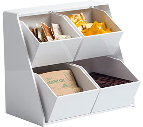 GaRcan 6 Compartment offee Station Organizer, Wooden Coffee Bar Bin Box, Countertop Coffee Bar Accessories Organizer, Coffee Pod Holder Storage Basket,White 04 (White 01)