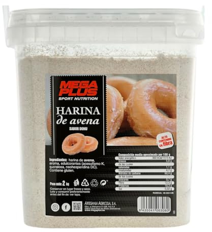 Harina De Avena Sabores - Mega Plus - Harina De Avena Integral - Para Batido Proteinas O Cereales Avena - Avena En Polvo 8 Sabores - Carbohidratos Y Vitaminas - Sin Azucar - Donut 2kg