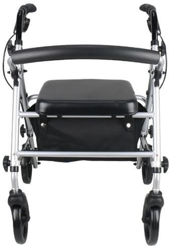déambulateur pliable à 4 roues,Déambulateur d'extérieur,Chaise de transport Rollator réglable en hauteur,Freins sur les Poignées,Rollator pliable A